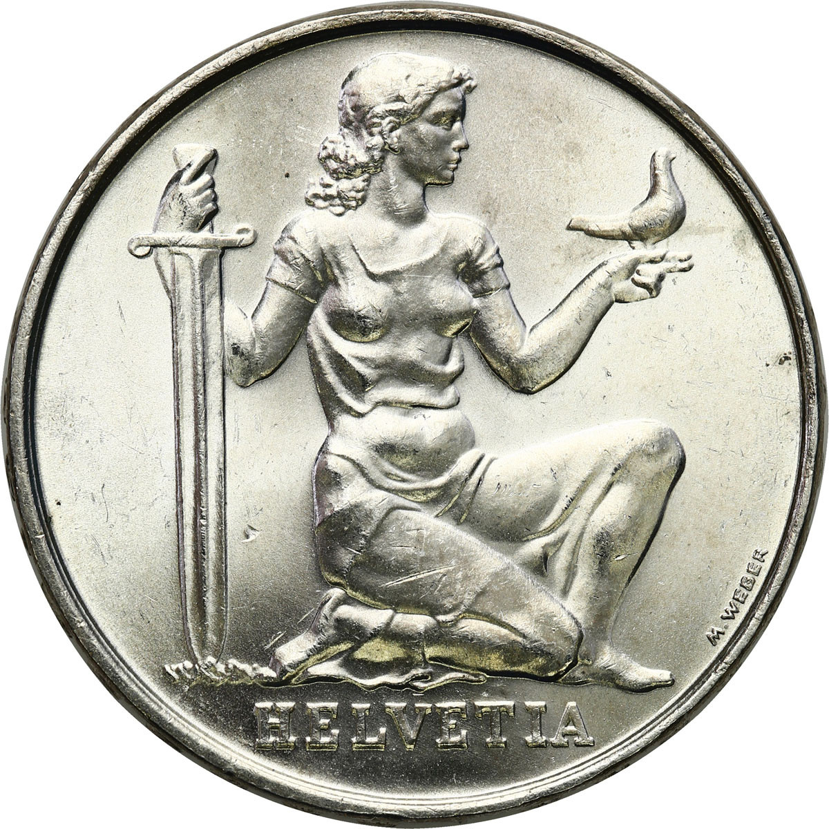 Szwajcaria. 5 franków 1936 B, Berno – RZADKIE